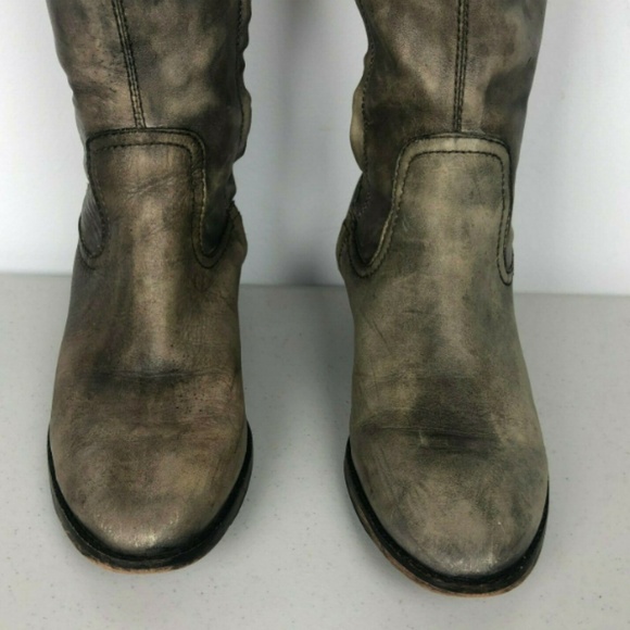 Sam Edelman S-Pierce Distressed Green Leather Boot - Picture 3 of 8